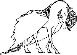 Line artwork of a winged horse